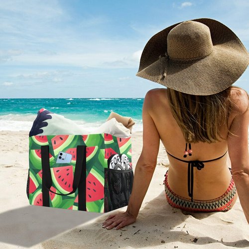 ALAZA Watermelon Slices Summer Waterproof Beach Tote Bags for Travel Camping, Exercise