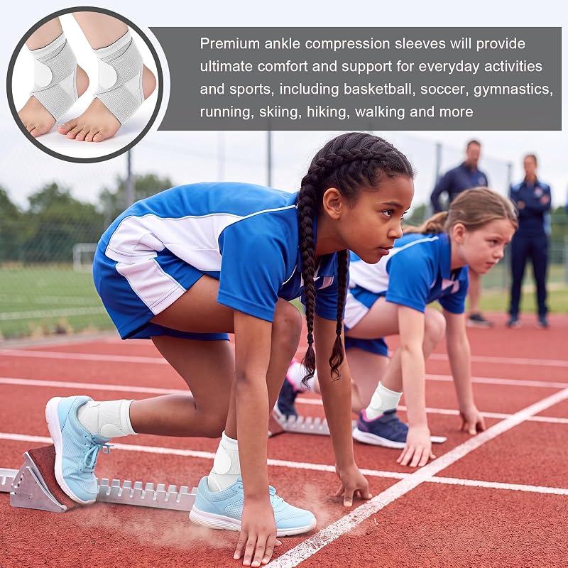 Honoson 2 Pcs Kids Ankle Braces - White, Size S (White+S) Youth Ankle Support for Sports