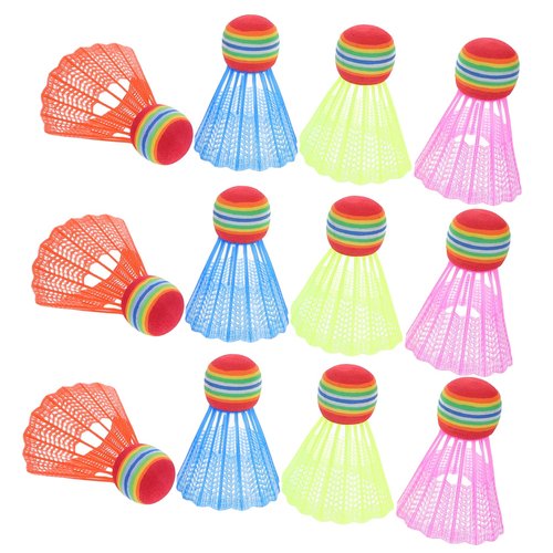 VANZACK 12Pcs Badminton Shuttlecocks for Durable Plastic Birdies for Play Lightweight Portable Rainbow Birdie Balls Set