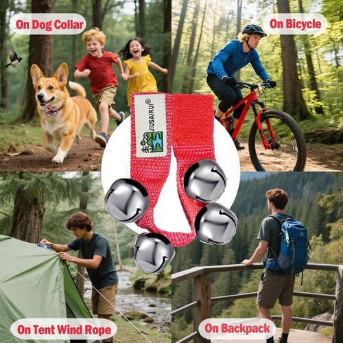 Outdoor Bear Bells for Hiking Safety: Bear Horn to Scare Bears Deterrent Devices for Dogs Biking Fishing Camping Climbing(Red)