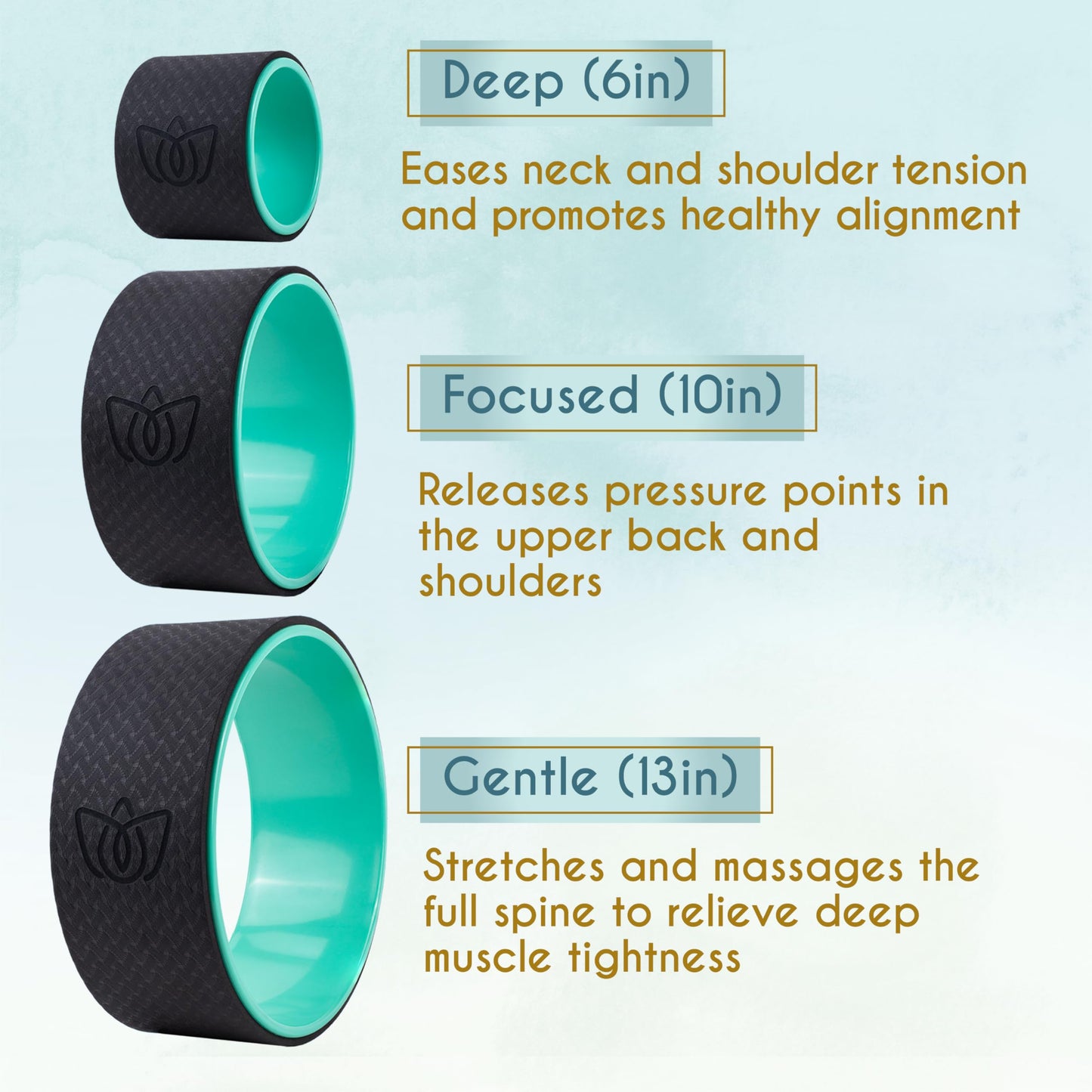 Florensi Yoga Wheel Set Pack of 3 Green Back Roller Spinal Stretch Set