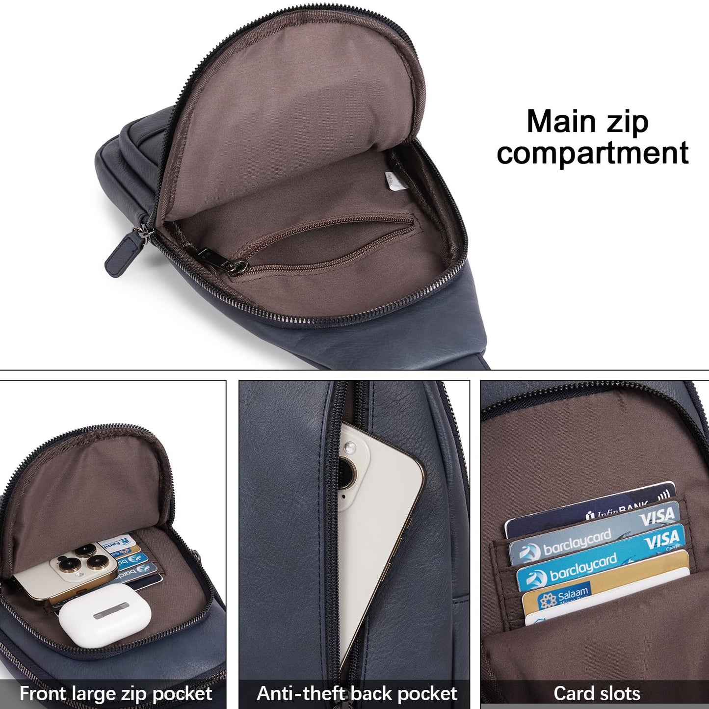 CLUCI Crossbody Bags for Women Men,Leather Sling Bag Cross Body Backpack for Woman Gifts for Women Birthday Unique