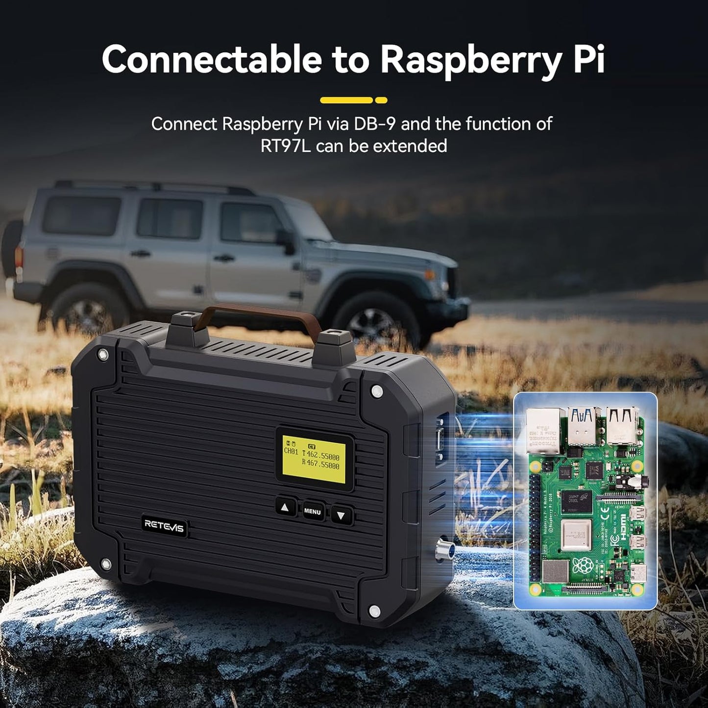 (3rd Gen RT97) Retevis RT97L Up to 25W GMRS High-Power Repeater, IP66 Waterproof, Long Range Base Station Compatible with Raspberry Pi for Farms, Remote Areas & Home Use (1 Pack)