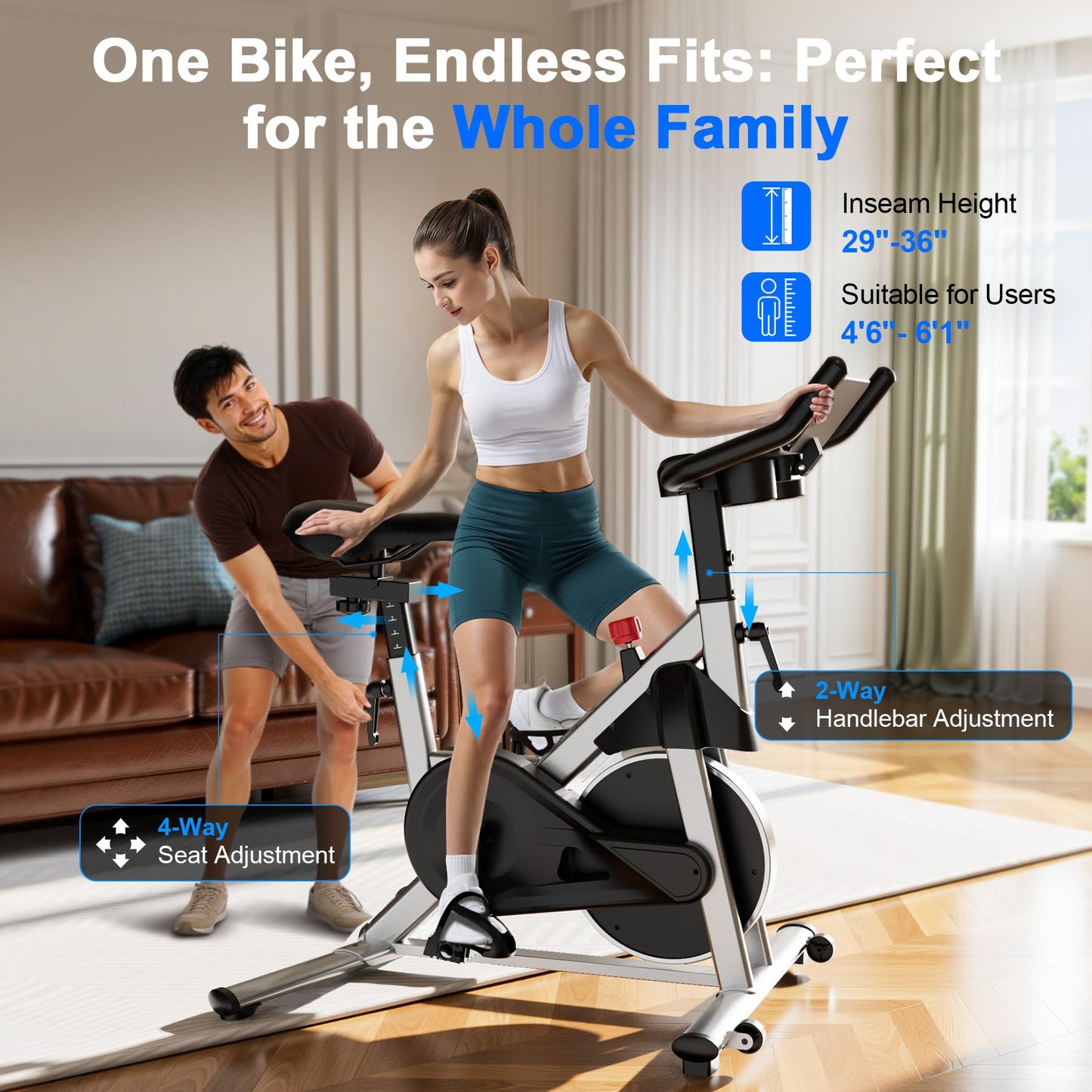 Lacuffy Exercise Bike, Indoor Cycling Bike with 32 Levels of Adjustable Magnetic Stationary Bike, Cycle Bike with 300lbs Weight Capacity, Workout Bike with PitPat App & Comfortable Seat Cushion