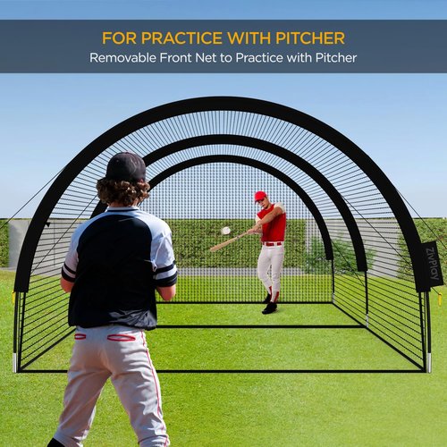 ZivPlay Baseball Batting Cage Net Batting Cages for Backyard Portable Pop Up Cage for Baseball and Softball 22ftx12ftx8ft with Pitching Machine Hole and Detachable Door