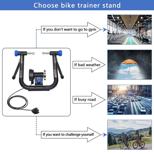 Unisky Bike Trainer Stand Indoor Riding Steel Heavy Duty Bicycle Exercise Stand 6 Speed Magnetic Resistance Stand for Road and Mountain Bikes
