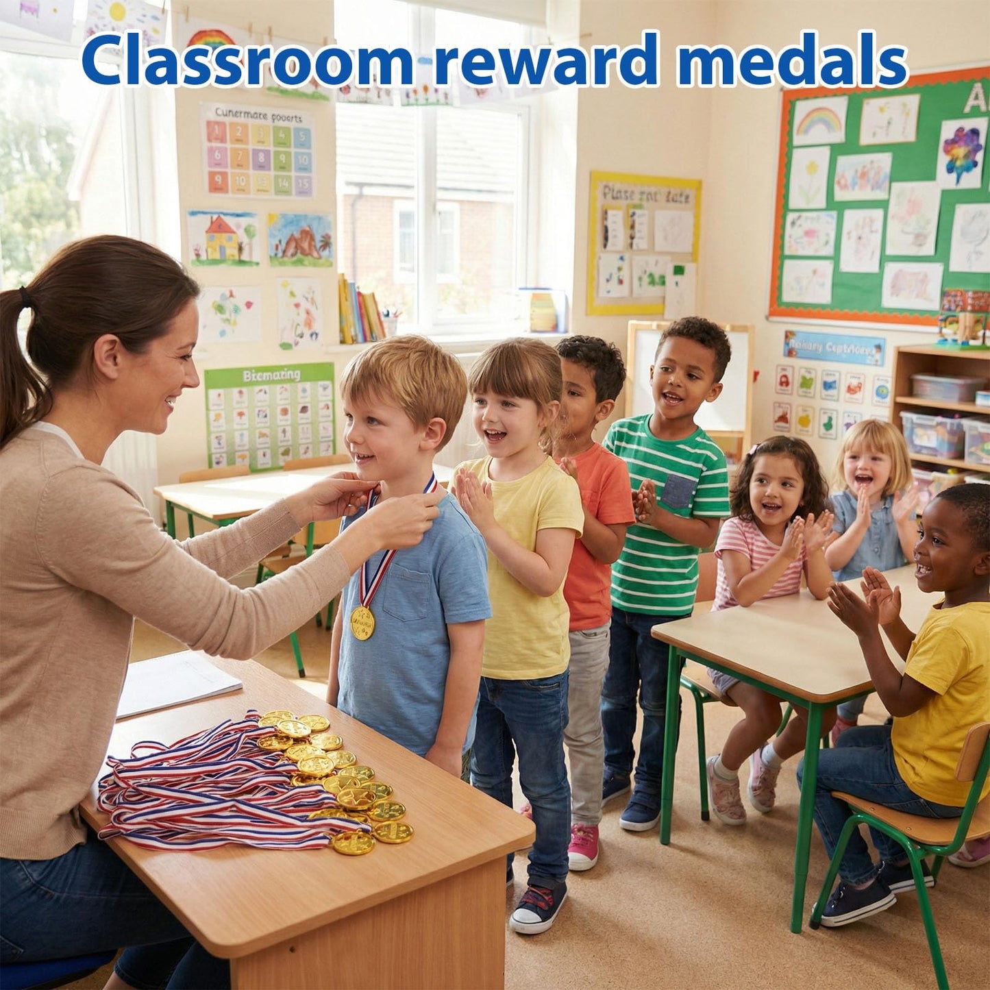 Shindel 24 PCS Gold Medals, Winner Award Medals Plastic with Neck Ribbon