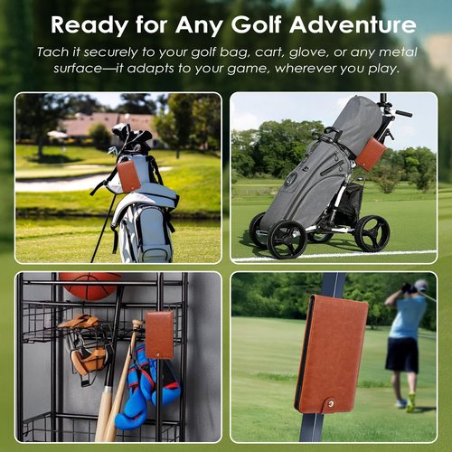 Femlotank Magnetic Golf Scorecard Holder All-in-One, High-End Leather Golf Yardage Book Holder, Scorecard Book Yardage Book Cover Universal Fit for Scorecard, Golf Accessories Fit for Most Back Pocket