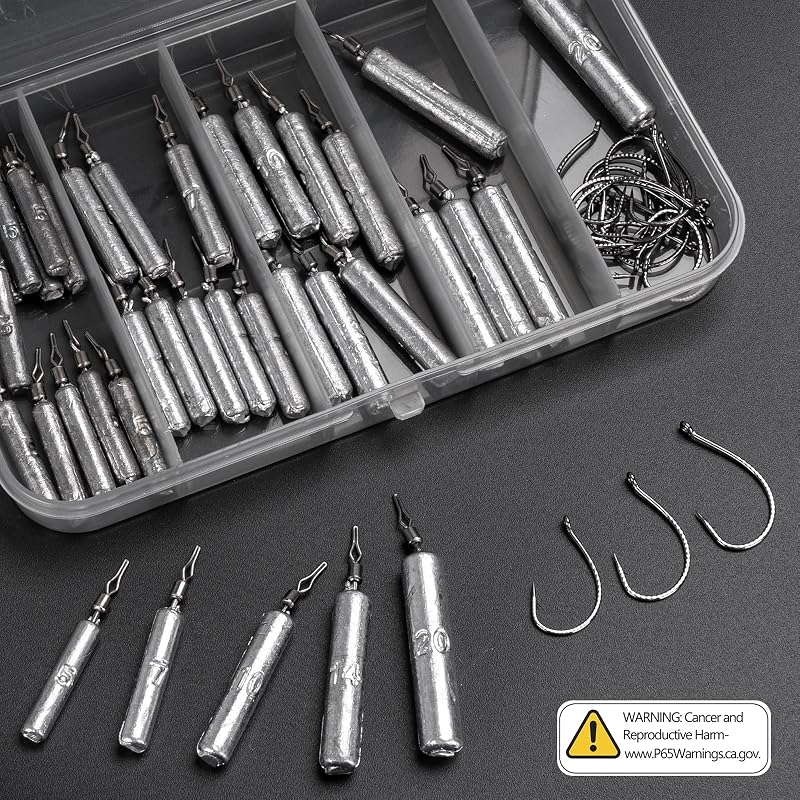 THKFISH 28Pcs Drop Shot Weights Kit - Slim Lead Sinker Weights for Saltwater & Freshwater Bass Fishing, Variation I-60pcs