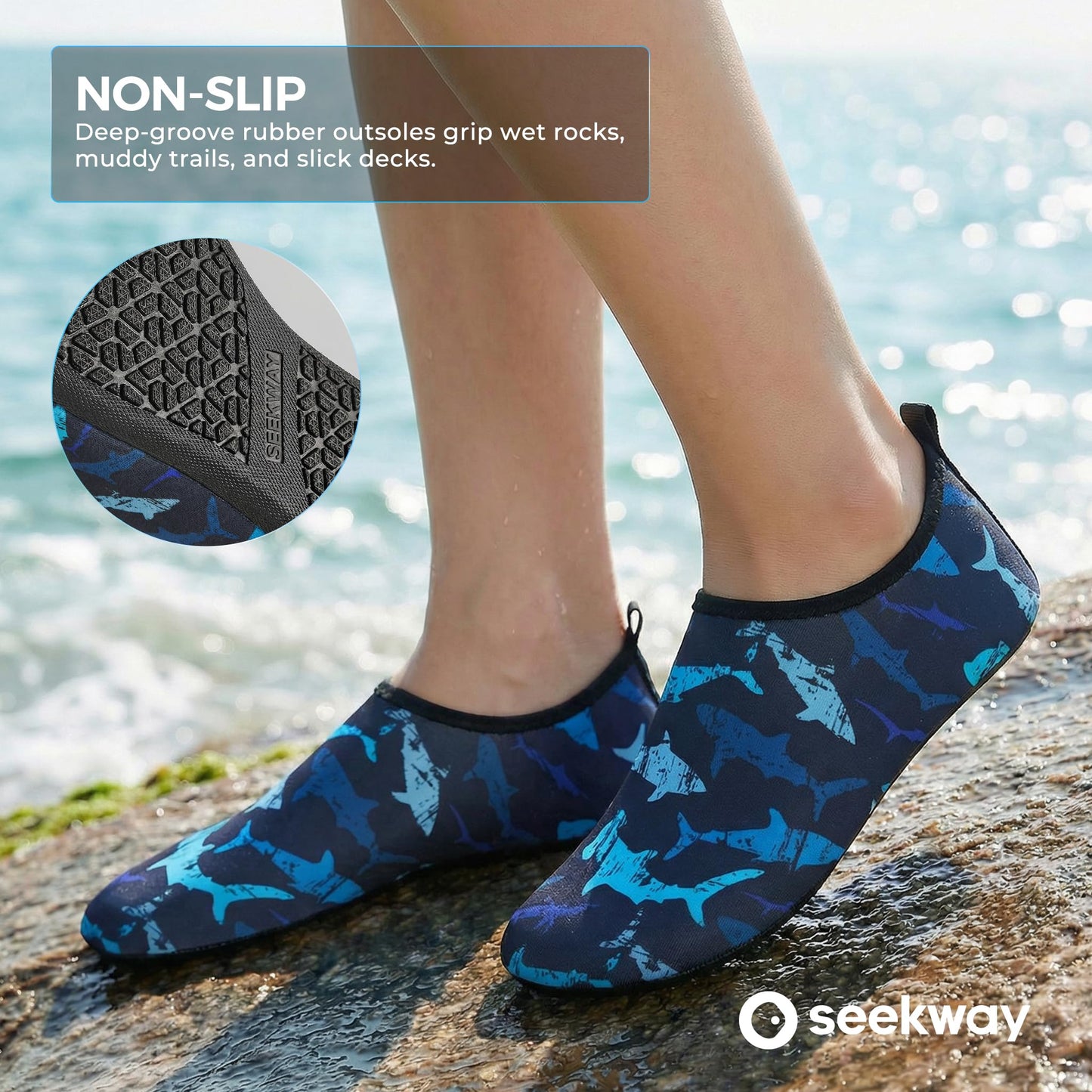 SEEKWAY Water Shoes Barefoot Aqua Socks Quick-Dry Non Slip Shoes for Beach Swim Pool River Boating Surf Women Men Bird SK002(U)