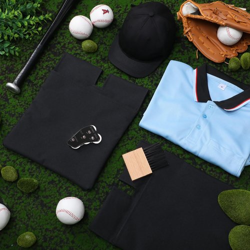 ShinyMatch 6 Pcs Baseball/Softball Umpire Accessories Set Including Umpire Shirt Hat Indicator Brush Ball Bag for Men Referee (Sky Blue,X-Large)