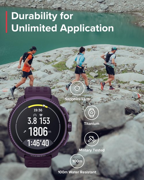 SUUNTO Race GPS Sports Watch, 1.43" AMOLED Touchscreen w/ Crown, 26 Days Battery Life, Training & Sleep Health Tracking, Dual-GNSS, 32GB Global Offline Maps, Lightweight for Running, Ti Amethyst