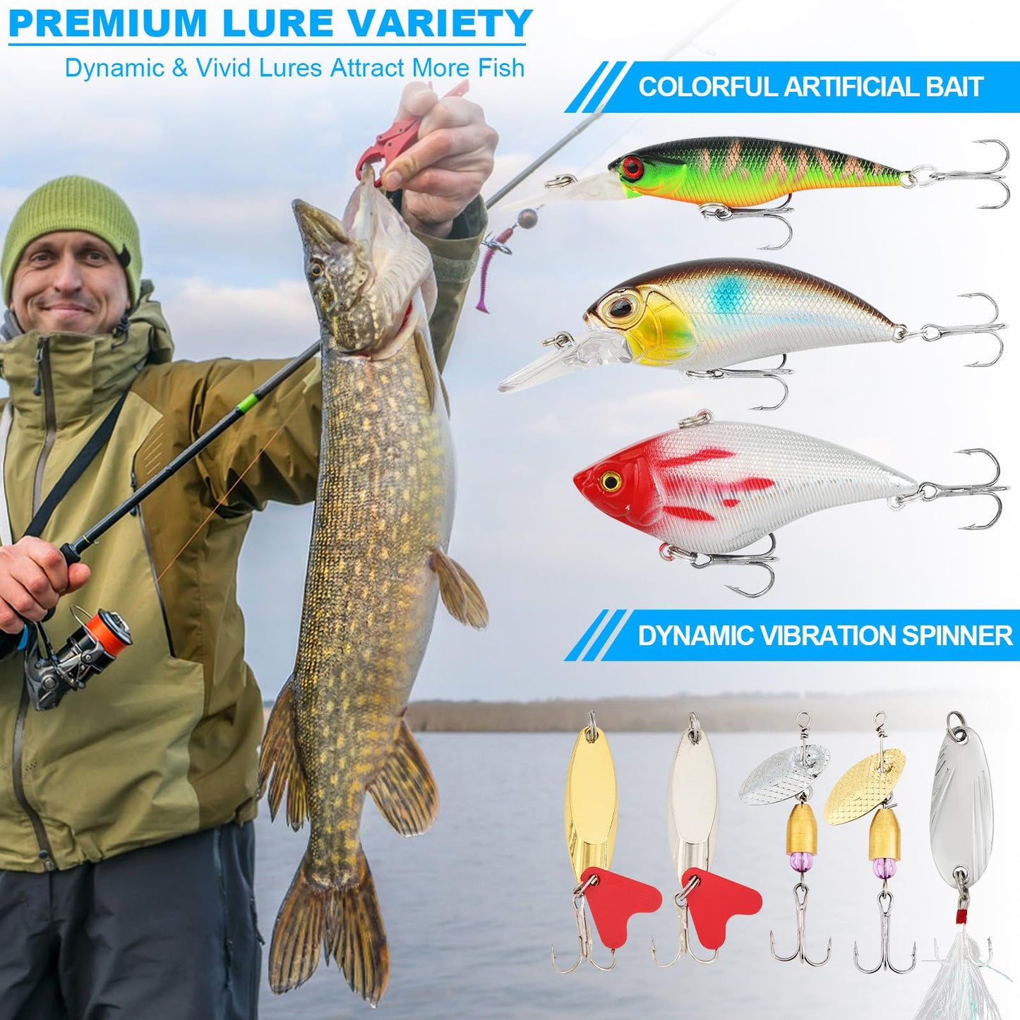 TCMBY 236Pcs Fishing Lures Tackle Box with Tackle Included, Crankbaits, Spoon, Hooks, Weights & Accessories, Casting Fishing Gear for Bass, Trout