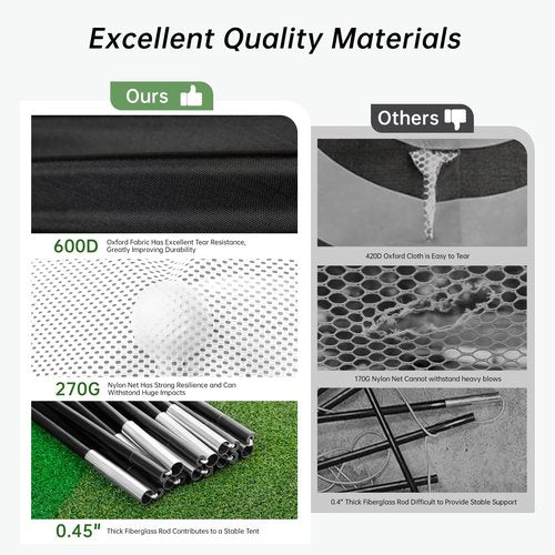 Golf Net, 10x7ft Practice Net with Heavy Tri-Turf Mat, All-in-One Multiple Target Golf Hitting Net, Outdoor Indoor Driving Chipping Training with Target/Mat/Balls/Tee/Bag, Gift for Enthusiasts