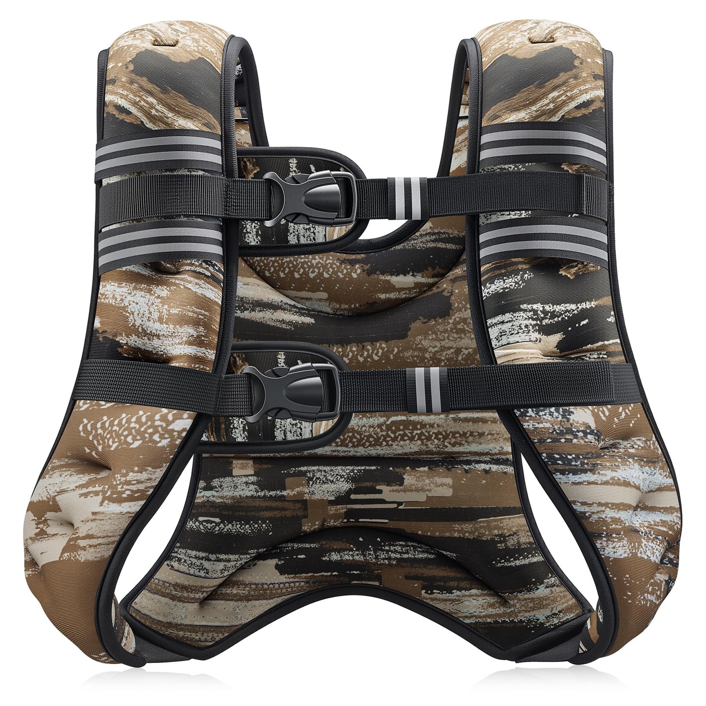 ZELUS Weighted Vest, 6lb/8lb/12lb/16lb/20lb/25lb/30lb Weight Vest for Men Women with Storage Pocket Reflective Strips for Strength Training Running Muscle Building, Brushstroke Sand Camo (20 lb)