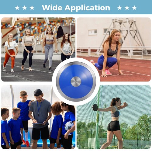 Tideme 2 PCS 1.6 Kg Sports Training Discus, Track and Field Discus for High School Boys Girls, Reliable Nylon-Iron Built, Easy-to-Grip Anti-Slip Polished Finish, Sports Practice Discus, Blue