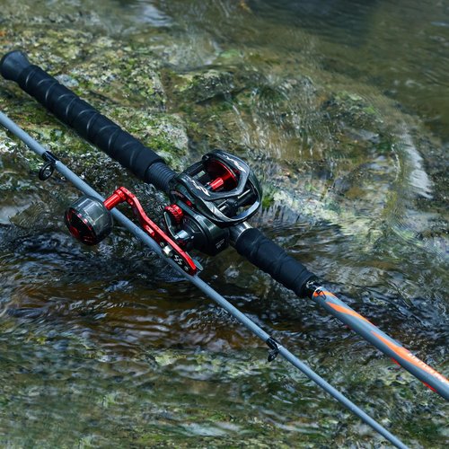 Sougayilang Baitcaster Rod Reel Combo, Carbon&Glass Composite 7'0" Fishing Pole with 400 Size Casting Reel, Aluminum Reel Seat for Musky Fishing-Right Handed