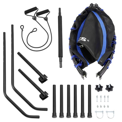 SONGMICS 40 Inches Mini Fitness Trampoline, Fitness Rebounder with Adjustable Handrail, Foldable Trampoline for At-Home Workout, Max. Load 264.6 lb, Blue and Black USTR040Q01