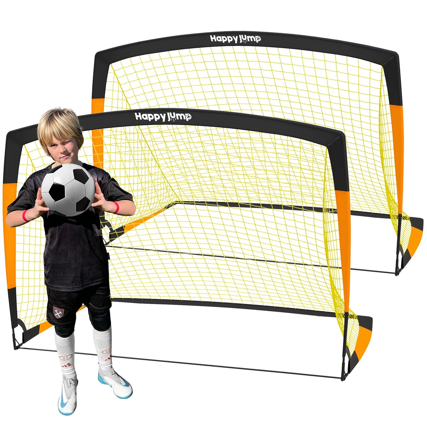 Happy Jump Kids Backyard Soccer Goals 7x5 & 5x3.6 FT, Portable Outdoor Play
