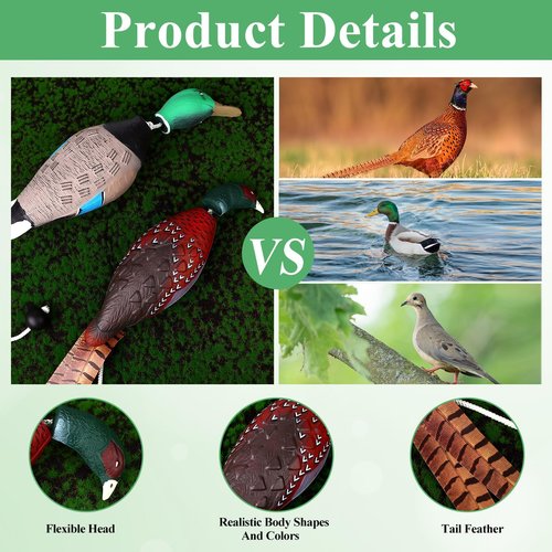 FIONUPI 2Pcs/3Pcs Duck Dummy Dog Pheasant Toy for Outdoor Training Tools Duck Bumper Retriever Dead Dummy Floating Mallard Recognition Trainers Toy (2)