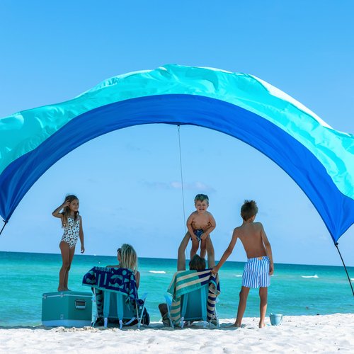 New Shibumi Shade® Classic with Quiet Canopy, The Original Wind-Powered® Beach Shade, Shade for 8 People, Weighs Only 4 lbs, Sets up in 3 Minutes. Wind Assist Included