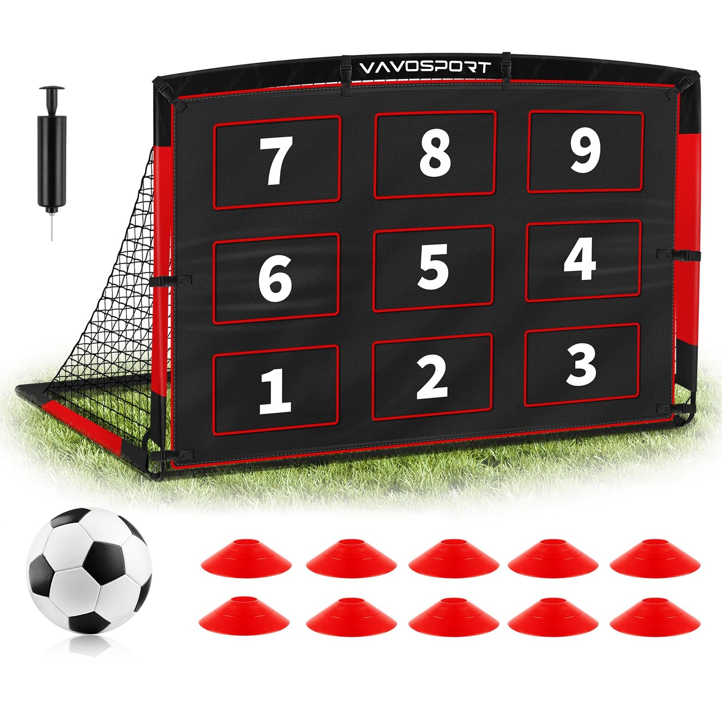 Kids Soccer Goals for Backyard Set, 6×4ft Portable Soccer Goal & Ball Training Equipment with Cones, Target, Youth Toddler Pop Up Soccer Net for Kids 3-12 Sports Play Outdoor Games Gifts