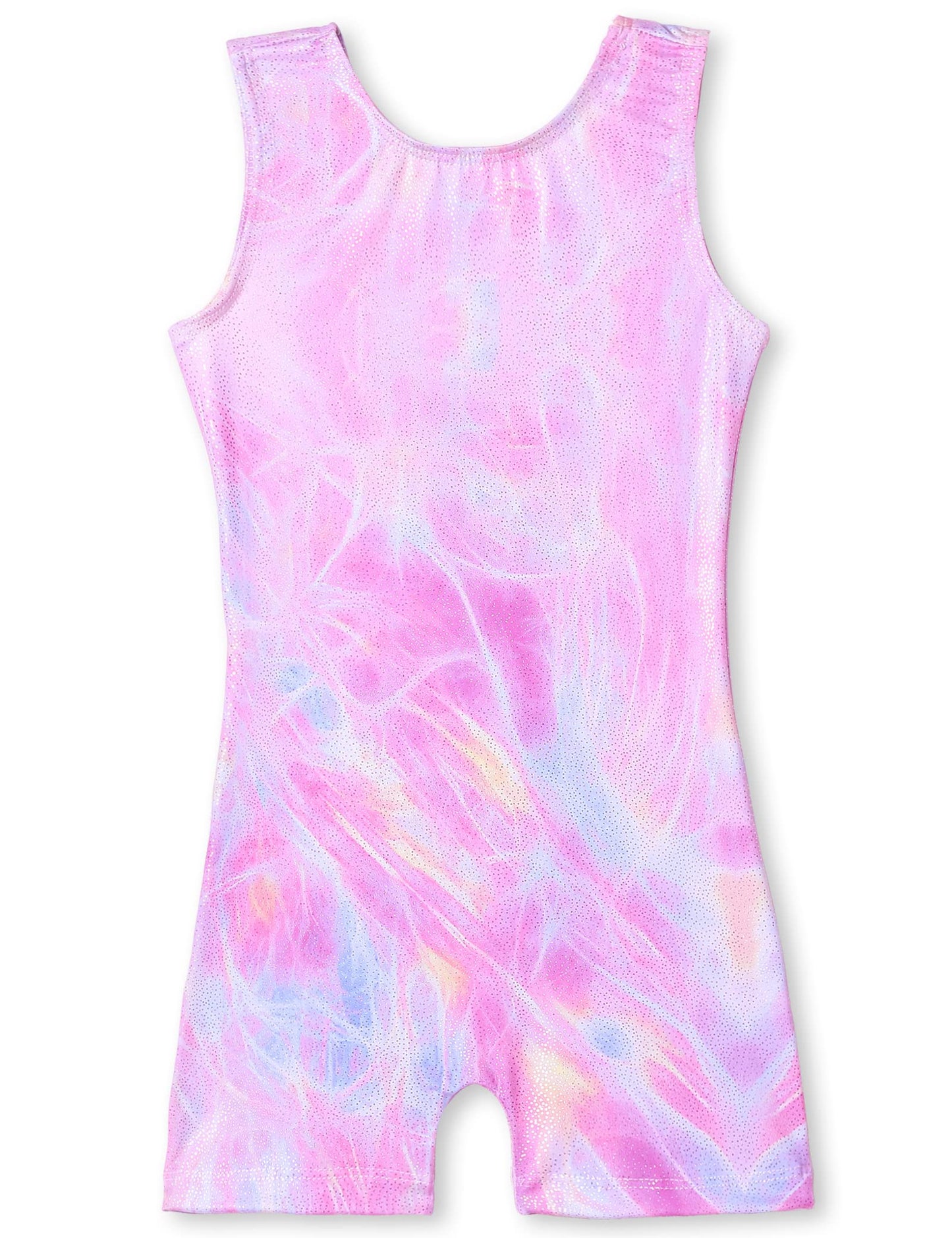 TENVDA Biketards for Girls Gymnastics Leotards with Shorts Size 7-8 Years Old Shiny Purple Kids Tumbling Unitards