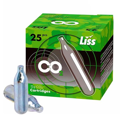 Liss 12 Gram CO2 Cartridges – 25 Pack Non Threaded Snug Fit for Airguns Air Pistols Rifles Airsoft BB & Pellet Guns Paintball Markers & Accessories