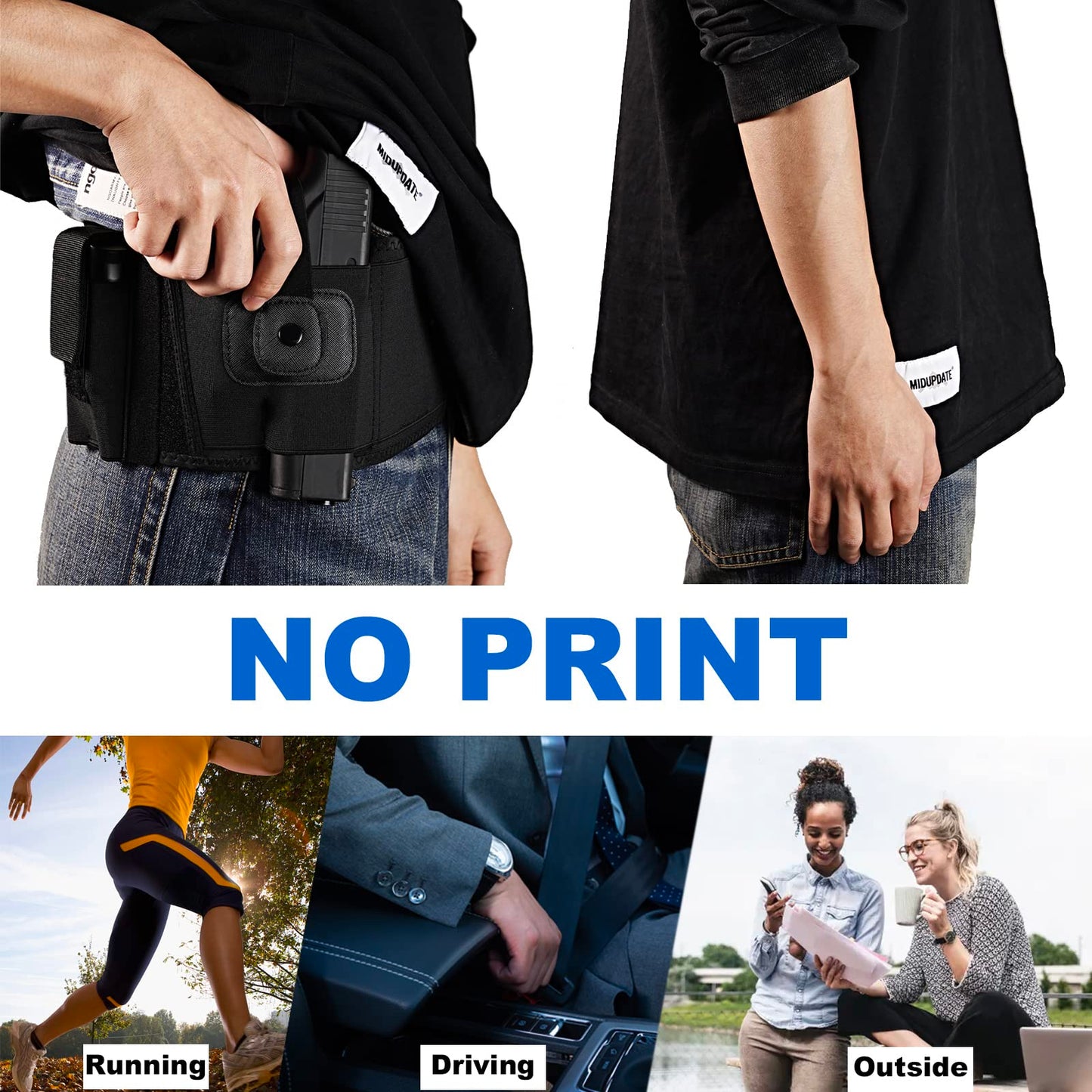 Gootus Belly Band Holster for Concealed Carry - Gun Holsters for Women and Men - Fits Glock, Ruger LCP, Taurus G2C, S&W M&P 40 Shield Bodyguard, Sig Sauer, etc