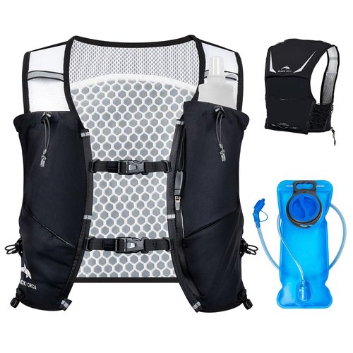 BLACK ORCA Running Vest for Women Men Hydration Vest with 2L Water Bladder Lightweight Reflective Runners Vest for Hiking, Cycling, Trail, Running, Marathons