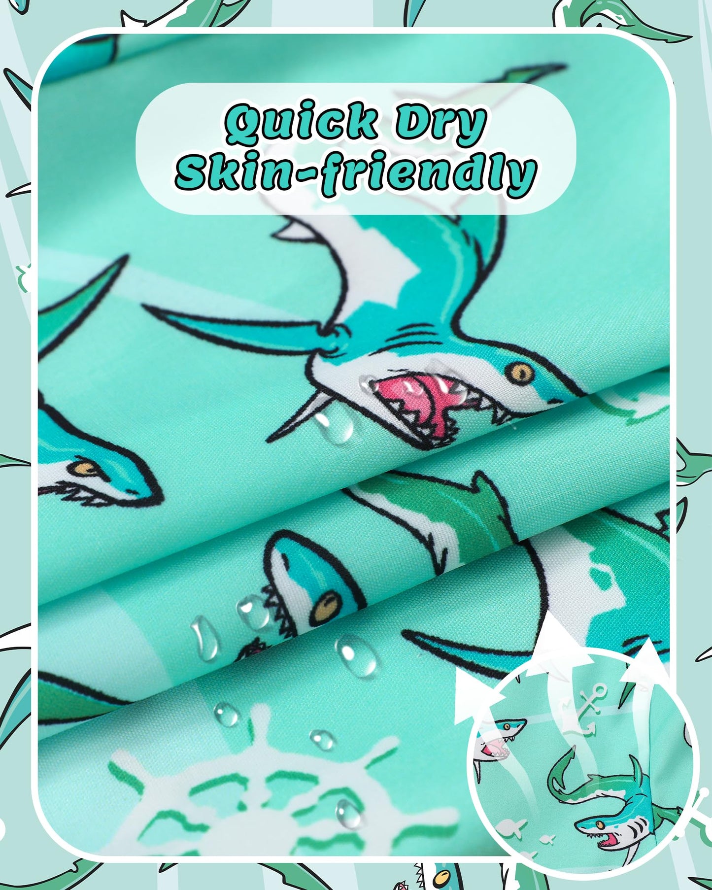 Swim Trunks Boys with Compression Liner Little Boys Swimming Trunks Quick Dry Toddler Swimsuit Boy Kids Swim Shorts Aqua Green 5-6 Years