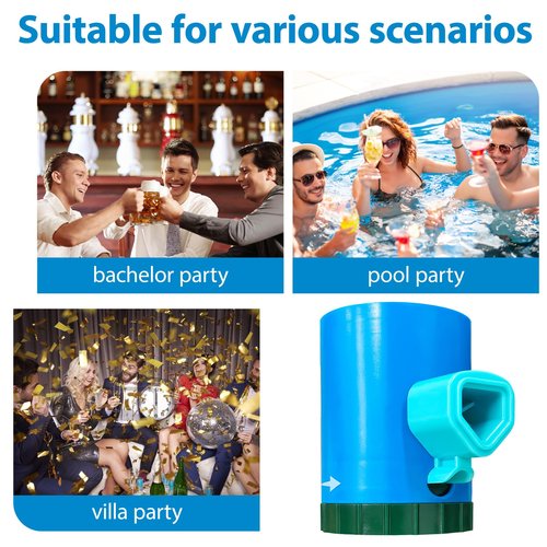 tngtswwcv New Shotgun Roulette Drinking Game with Surprise Spray Action Wild Drinking Game Beer Spray Can Holder, Party Game, Blue and Green