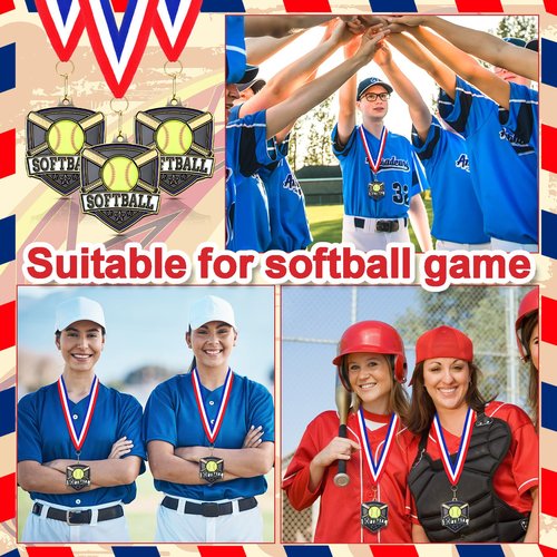 Trnayi 20 Pcs 10/20 /30/40 Pcs Award Medals Bulk Sports Medals with Neck Ribbons 2.4 Inch Winner Award Trophy Prize Gift for Sports Themed Party Favors Tournaments School Match (Softball)