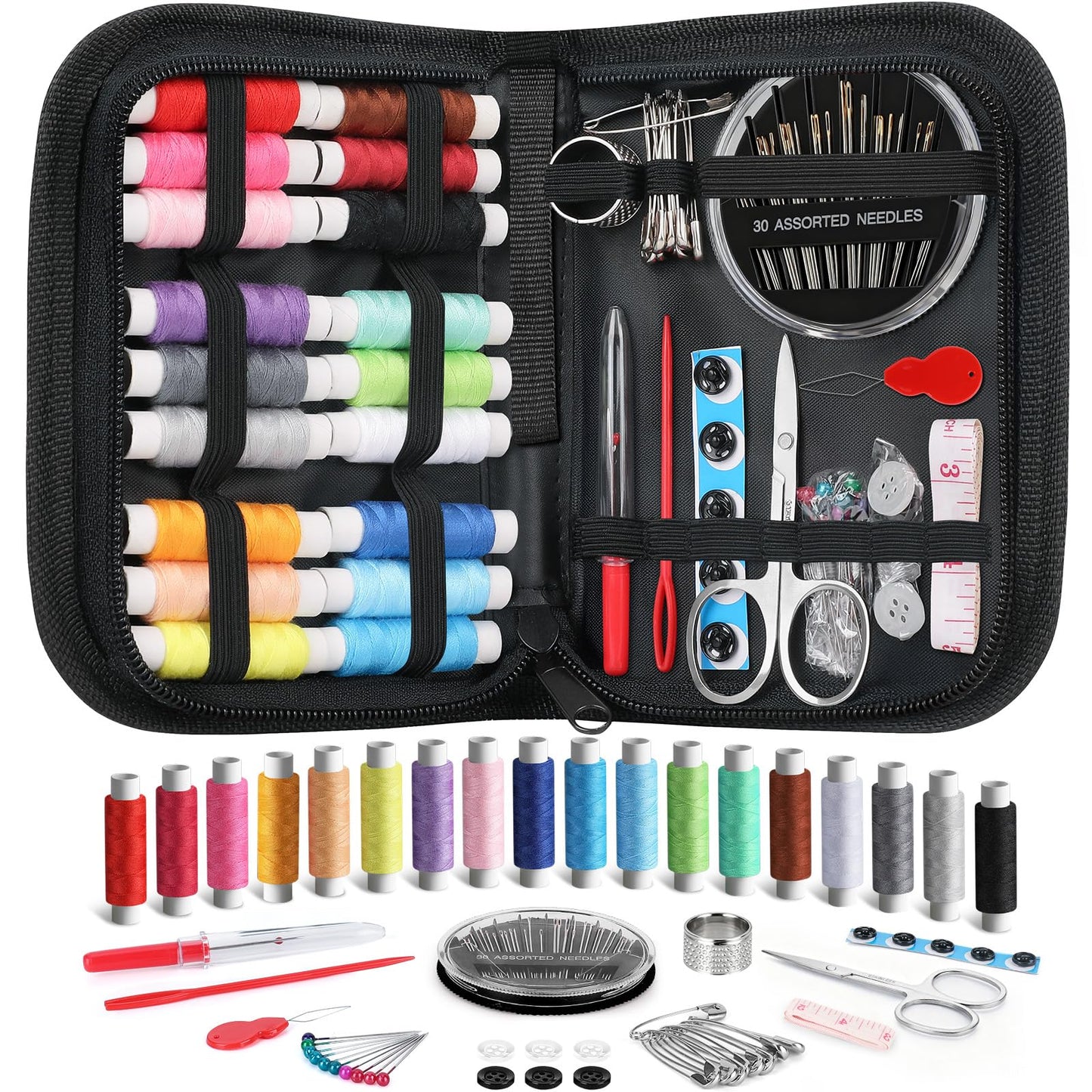 Coquimbo Sewing Kit for Adults College Dorm Essentials, Portable Sewing Supplies Accessories Contains Thread, Needles, Scissors, Gifts for Mom Grandma Women Wife Teen Girls Beginner Traveler (Black)