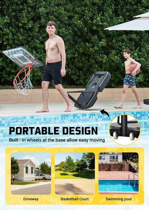 Aimking Portable Basketball Hoop Outdoor System with 40 Inch Backboard, 3.3FT-10FT Height Adjustable Basketball Goal System for Youth/Teens/Adults Indoor Outdoor Pool (Pale White)