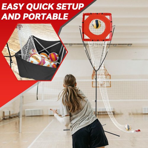 Volleyball Setter Trainer Net，Volleyball Training Equipment Adjustable Angle Height 8-13 FT Setter Net，Indoor Outdoor Volleyball Practice Net System for Serving, Spiking and Setting