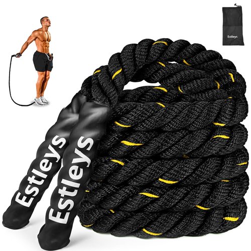 5lb Weighted Jump Rope for Men and Women, Adult Heavy Skipping Rope, Heavy Jump Ropes for Home Workout, Weight Loss, Shaping Body, Total Body Workout Equipment(Black & Gold)