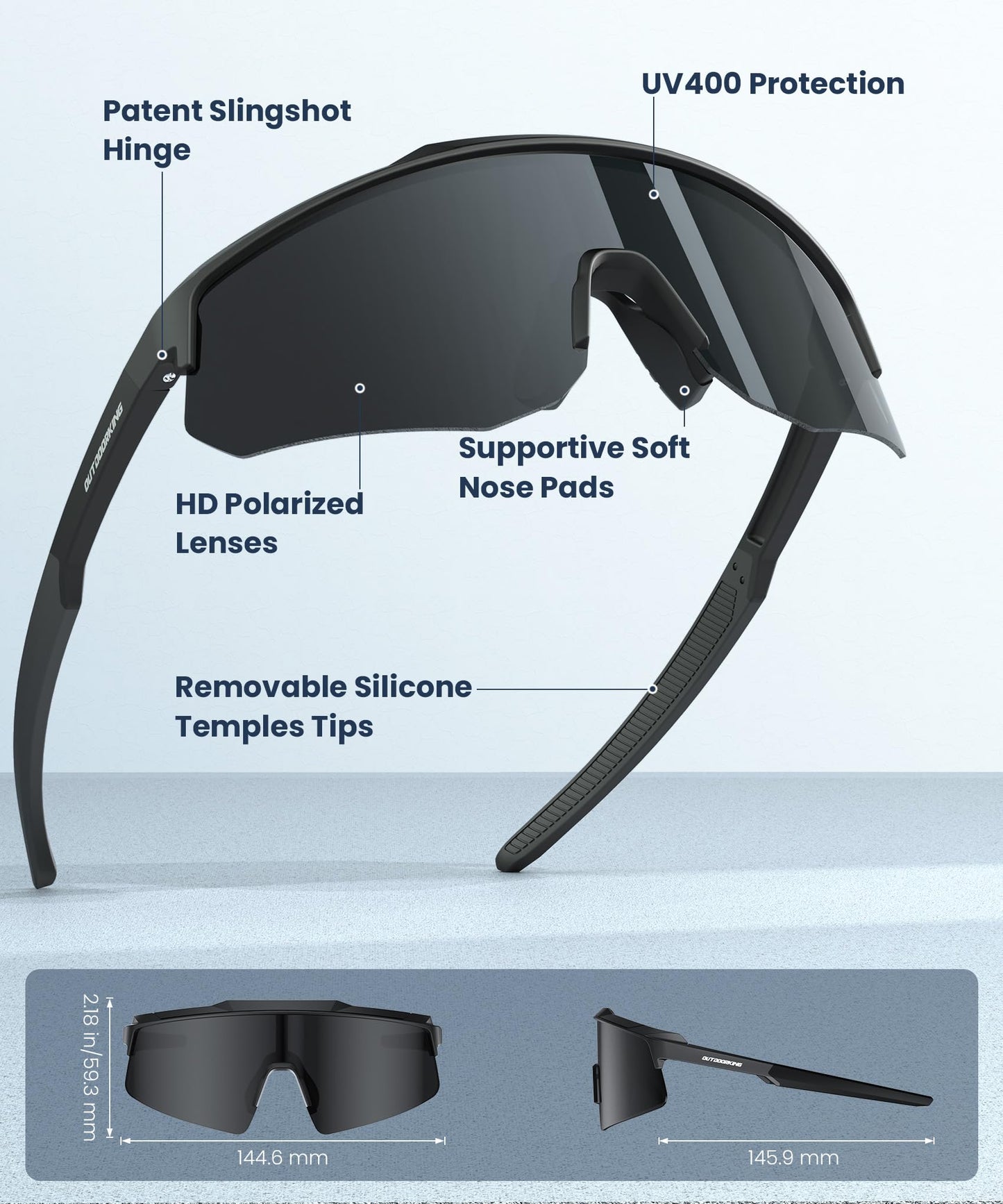 QALLY Polarized Sport Sunglasses Men Women Bike Sunglasses for Men Cycling UV Protection Baseball Running 3 Packs