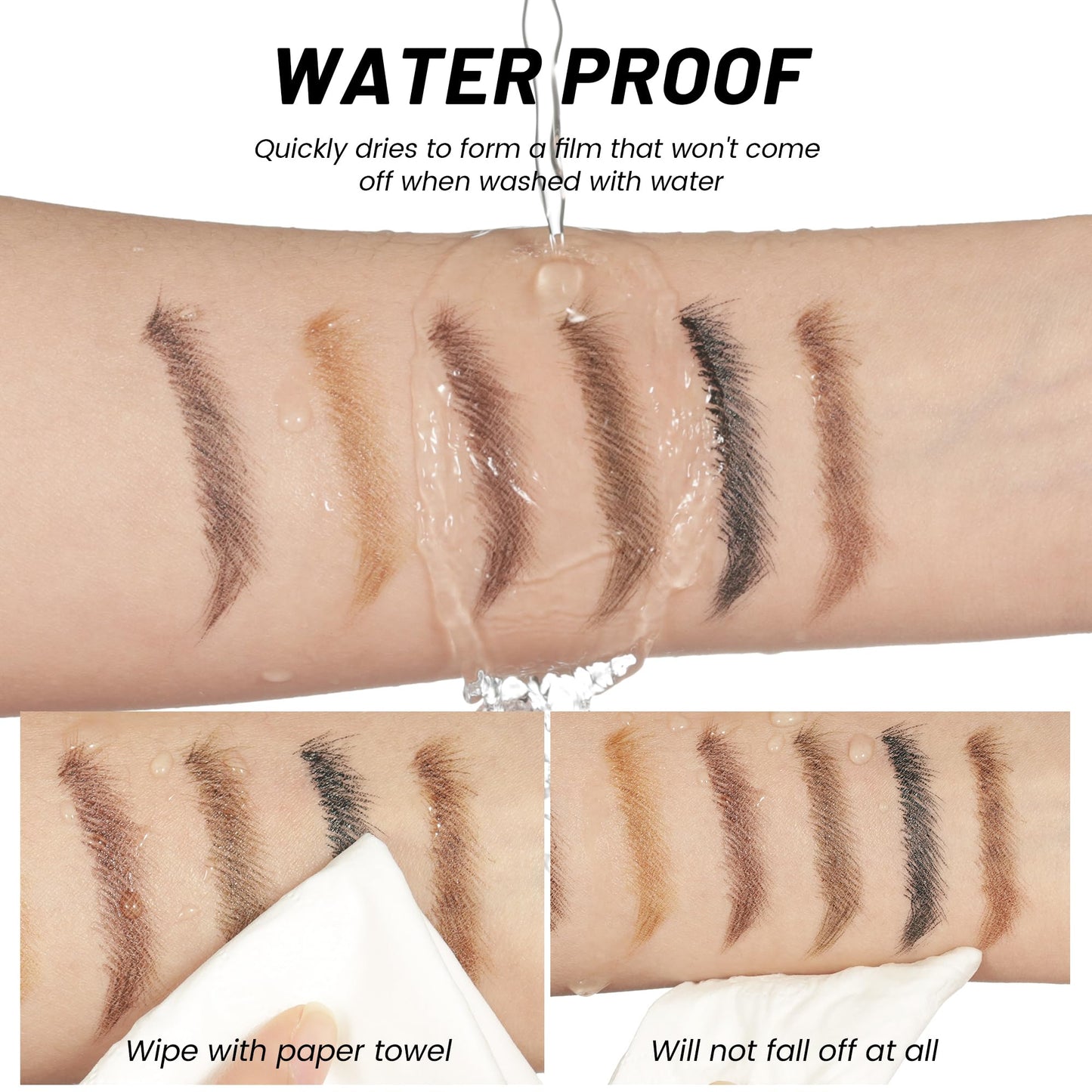 Pudaier Eyebrow Pen, Waterproof Microblading Eyebrow Pencil, 2-in-1 Dual-Ended 4 Tip Eye Brow Makeup Pen for Women with Precise Curved Brush-Tip Create Natural Hair-Like Brows, Last All-Day
