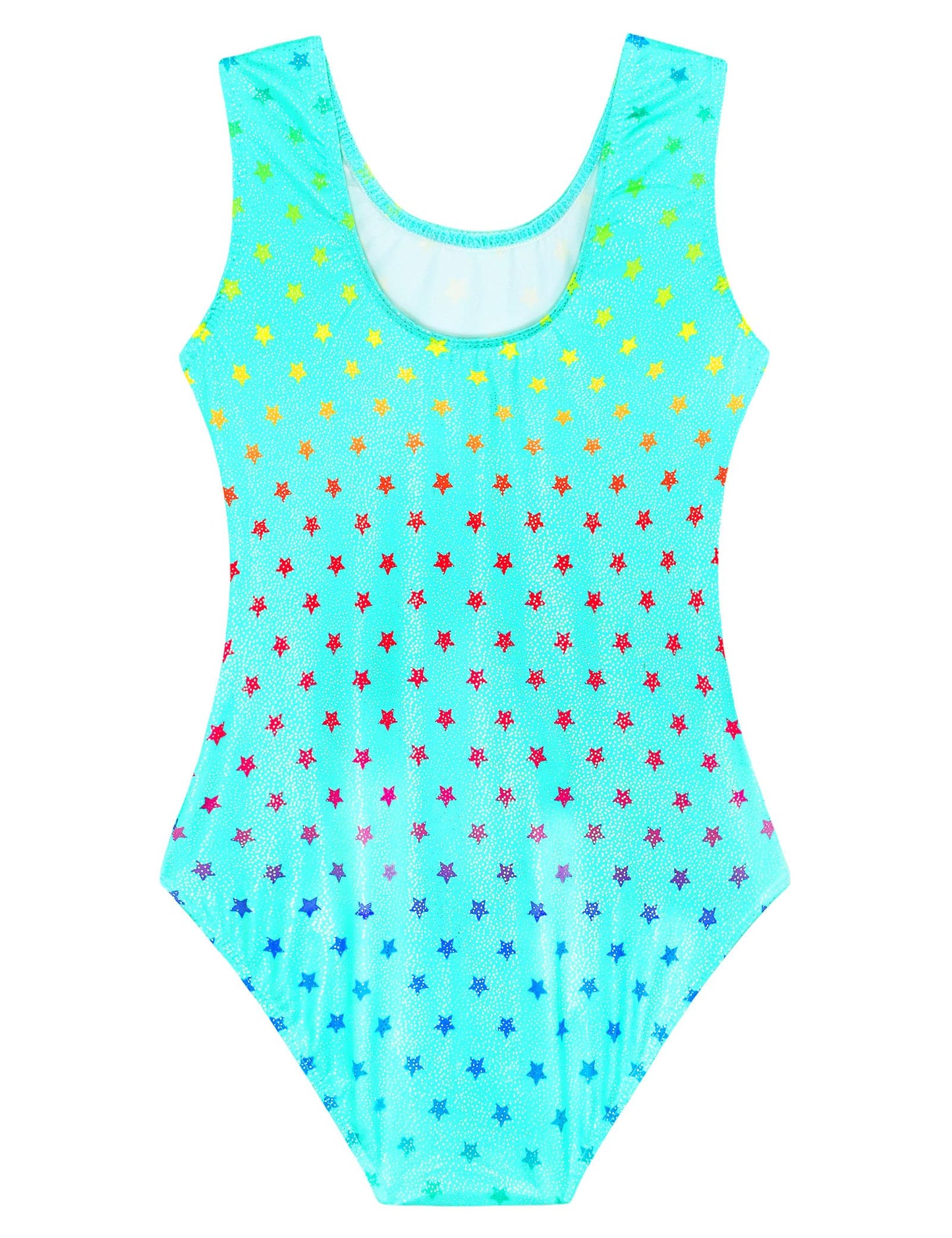 Domusgo Gymnastics Leotards for Girls Size 10-12 Years Old Green Stars Sparkly One Piece Tumbling Outfits