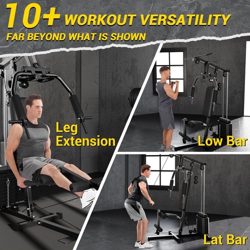 GarveeLife Home Gym Machine System with 100LBS Weight Stack, Multifunctional Weight Machine, Full Body Workout Station Exercise Equipment, All in One Home Gym with Pulley System for Strength Training