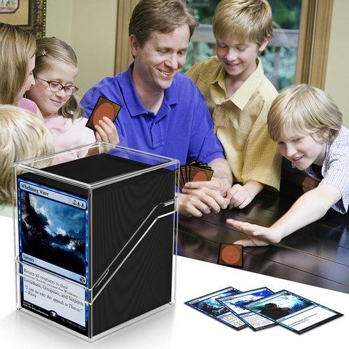 Mlikero Card Deck Cases, 6 Pack Acrylic Commander Deck Box Holding 100+ Sleeved Cards with 6 Dividers, Clear Card Storage Box Fit for MTG, TCG, Sports Cards