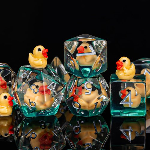 Weyano Resin D&D Dice Set, 7pcs Polyhedral Dice (D4, D6, D8, D10, D12, D20, D%) for Dungeons and Dragons, RPG, MTG (Yellow Duck)