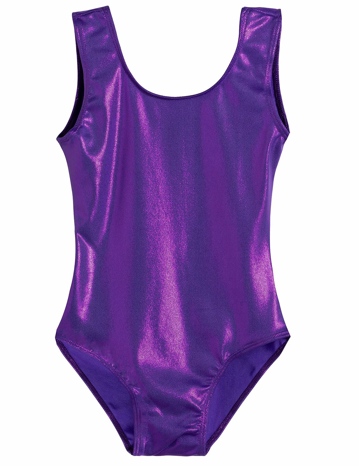 Domusgo Gymnastics Leotards for Girls 6-7 Years Old Purple Sparkly One Piece Tumbling Outfits