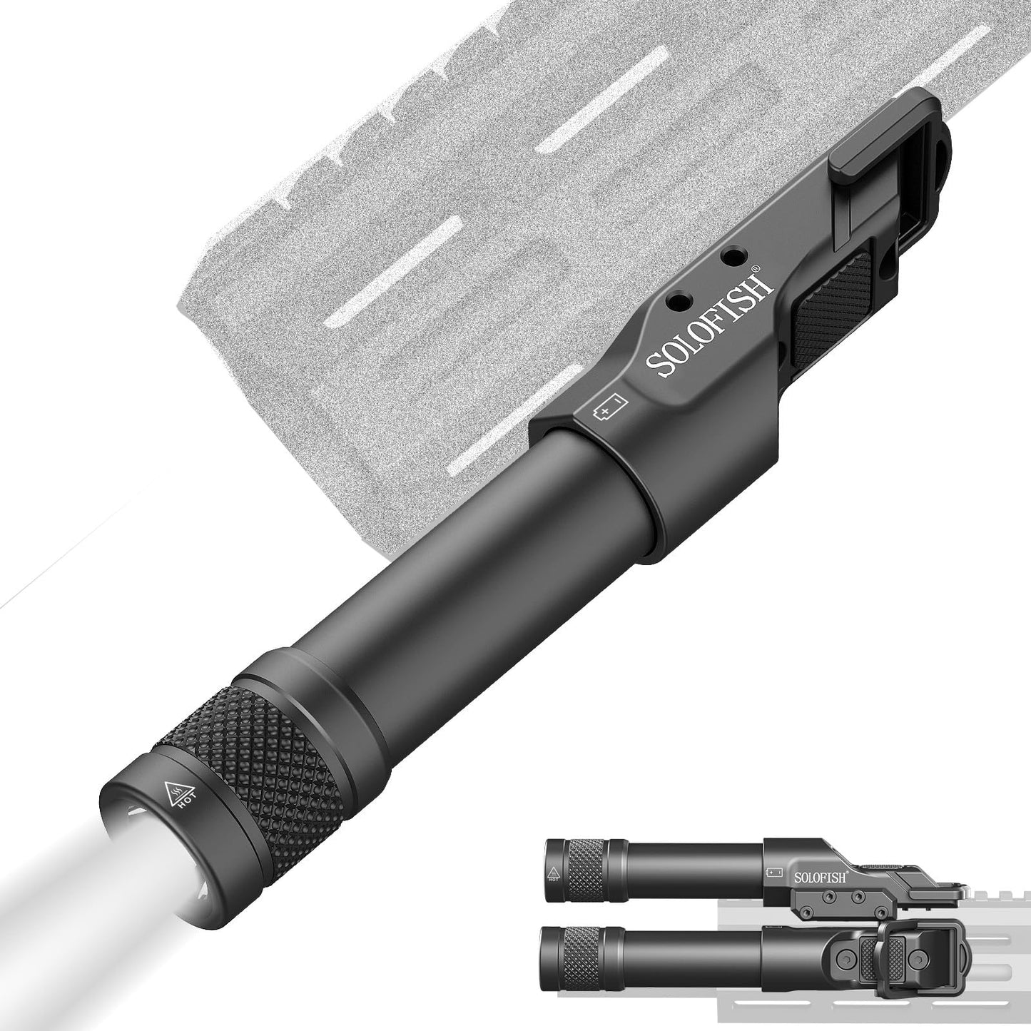 Solofish Aluminum 1450lm Flashlight is Compatible Picatinny/Mlok Rail