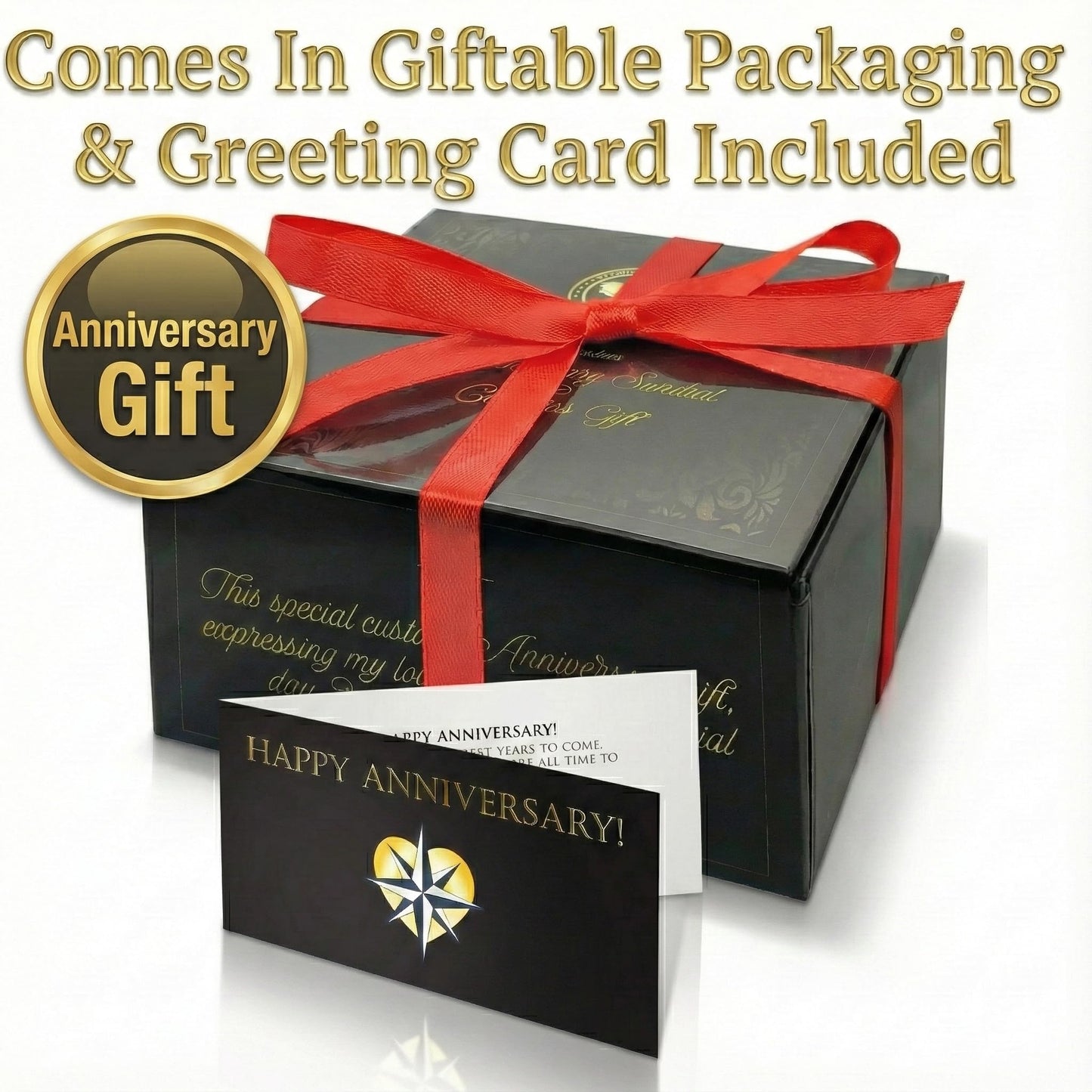 OakiWay Anniversary Sundial Compass Gift for Him or Her - Unique Gift Ideas for Husband or Wife, Men Wedding Anniversary 50th 40th 25th 20th Year Celebration, Gift Card Included