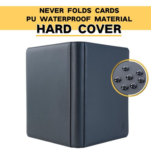 KUOOKING 1000+ Pockets Trading Card Binder, 16-Pocket Card Ablum Compatible with,MTG,Sports Cards & Other Standard Size Trading Card（BLACK)
