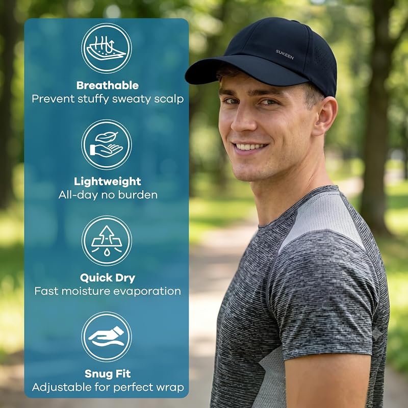 Sukeen Men’s Baseball Cap - Adjustable, Breathable, Moisture-Wicking Dark Blue