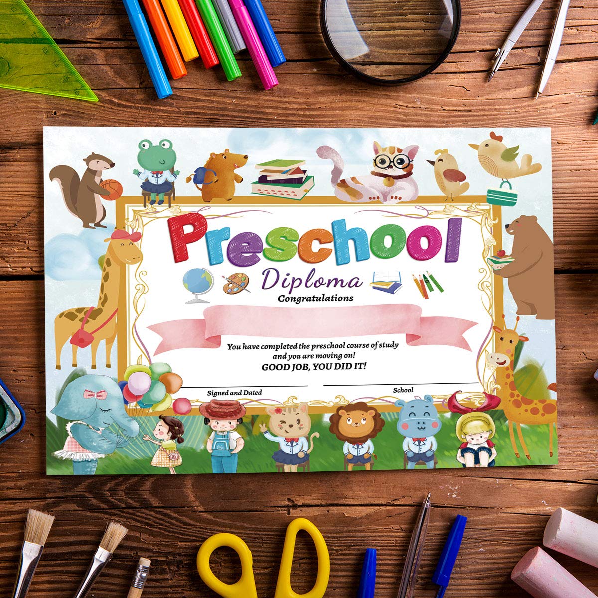 Fancy Land Preschool Diploma Certificate Kindergarten Certificates Cute Diplomas for Kids Students Graduation End of Year Supplies 30Pcs