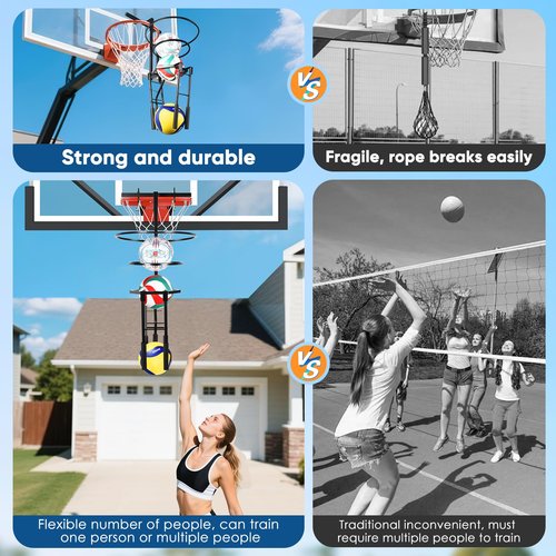 Automatic Volleyball Training Equipment Aid, Heavy Duty Volleyball Spike Serve Trainer for 3-Ball Training, Height Adjustable Volleyball Rebounder Practice Setter Training Equipment(No Ball)